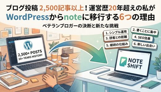 ブログ投稿 2,500 記事以上！運営歴 20 年超えの私が WordPress から note に移行する６つの理由