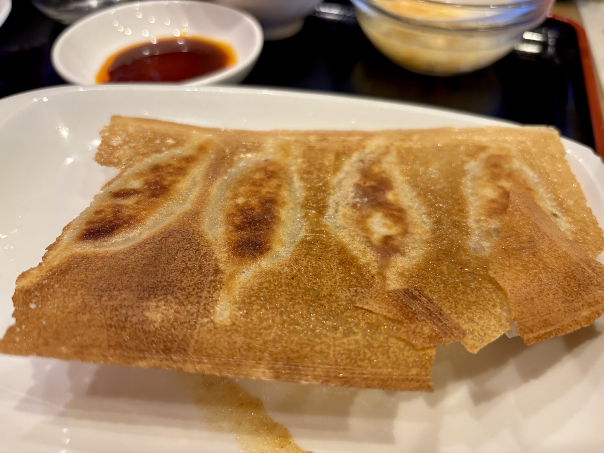 パリパリの四角い羽根つき餃子